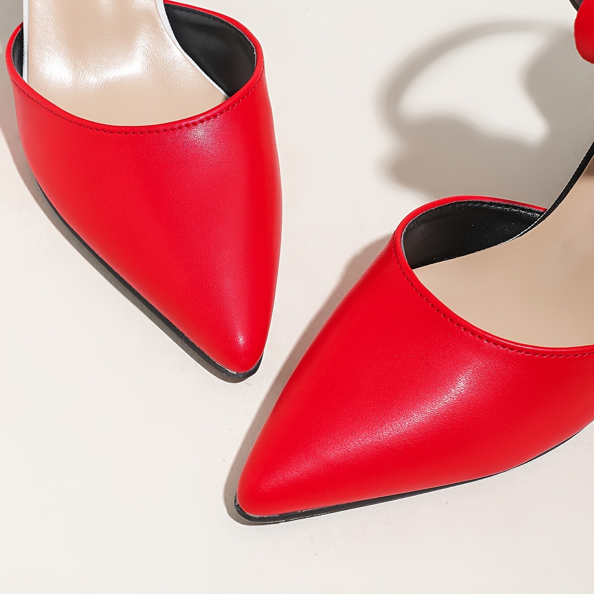 Women'S Elegant Color Block High Heels - Pointed Toe French Heel Pumps with Ankle Strap, PU Cover & Rubber Sole for Formal & Casual Wear, All-Season Comfort, High Heel Boots, Stylish Office Shoes, Polished Finish Shoes