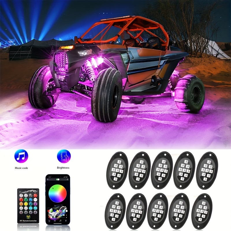

Rgb Led Rock Lights, With Phone App/remote Control & Music Mode Rock Lights Kits, Underglow Light For Atv Rzr Utv Suv Off Road Auto Motorcycle 4/6/8/10 Pods Easy Installation
