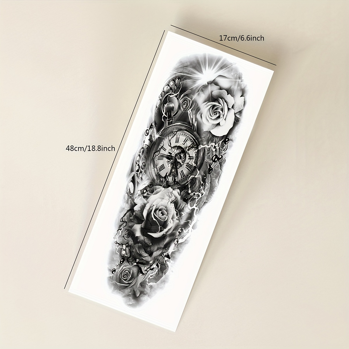 Cool Trendy Black Full Arm Realistic Temporary Tattoo Stickers