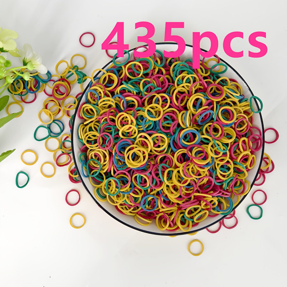 TEMU About 315/435/510/1025pcs Colorful Rubber Bands, Elastic Bands For Office Organization And Daily, 15mm (0.59") Hair Ties, Small Hairbands, Large