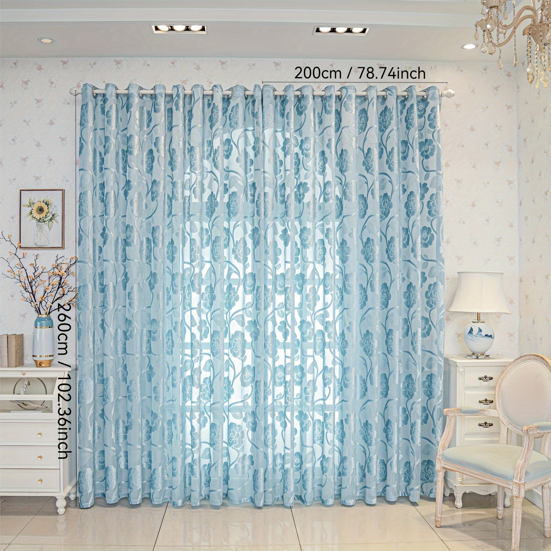 TEMU 1pc Finished Curtain Yarn Curtain Is Suitable For European, American, French Luxury And , Suitable For Home Decoration, Living Room, Bedroom,