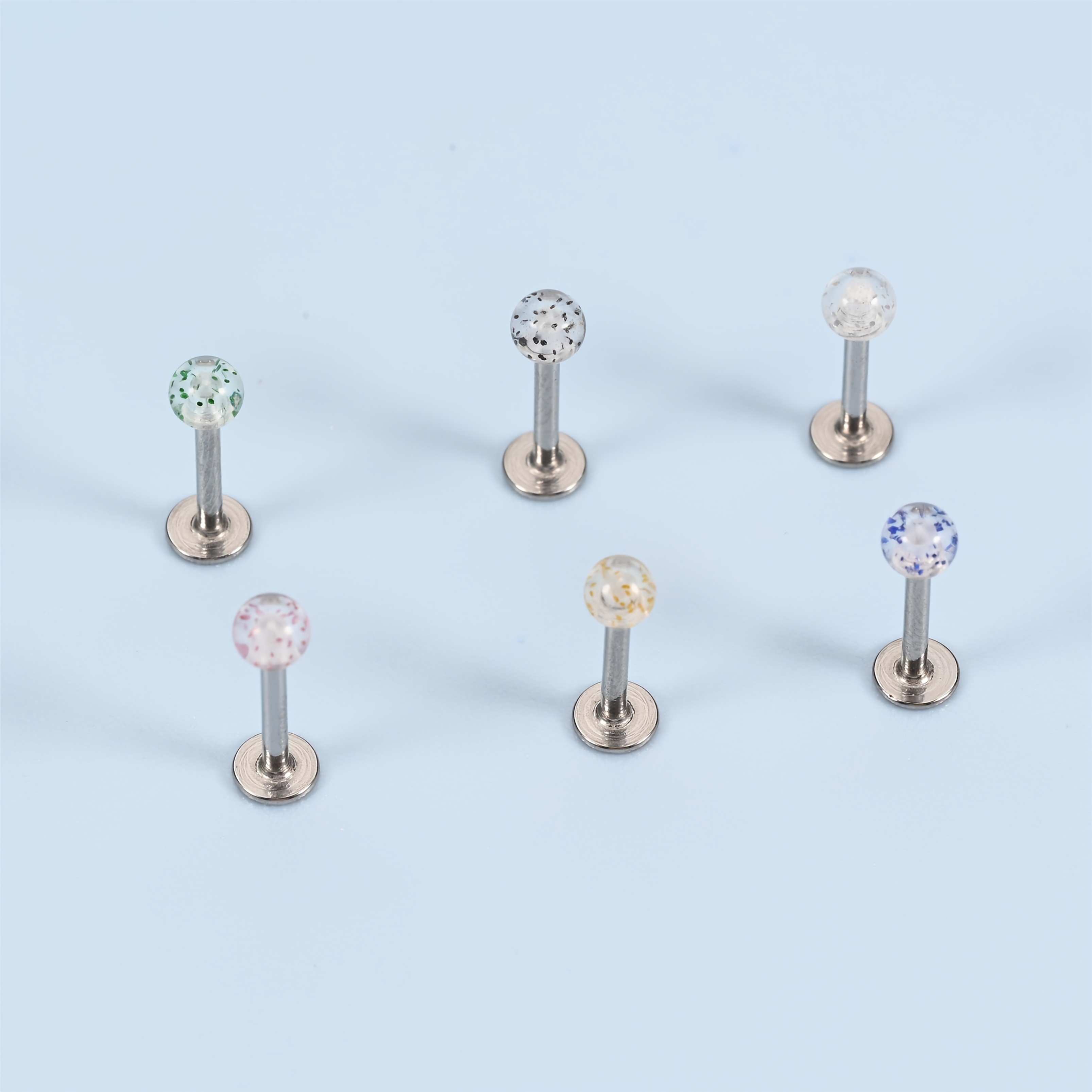 54pcs colorful flat helix cartilage tragus earrings retainer with relacement piercing ball lip rings labret studs hip hop style fashion helix studs   summer for women for daily party festival vacation