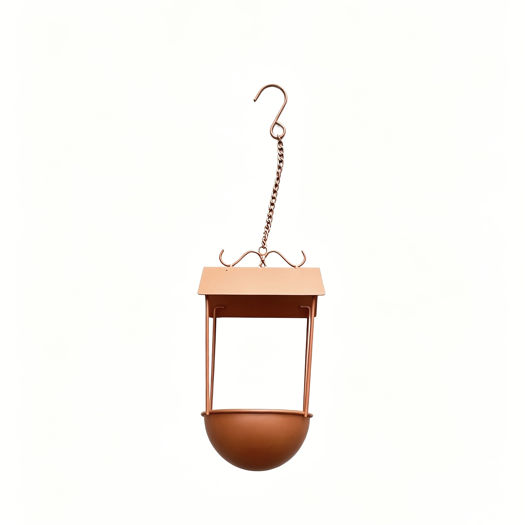 TEMU Vintage Distressed Rust Metal Hanging Bird Bath With Canopy - Outdoor Garden Tree-mounted Bird Water Basin, Durable Vintage Garden Decoration To