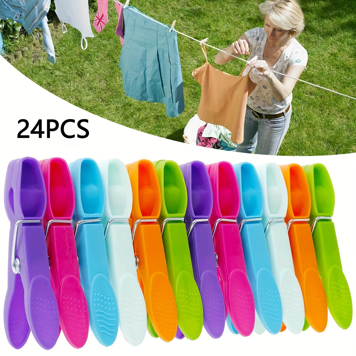 

24pcs Clothes Pegs For Washing Line Washing Pegs Soft Plastic Clothes Clips Home Laundry Pegs Windproof, Clothes Pins