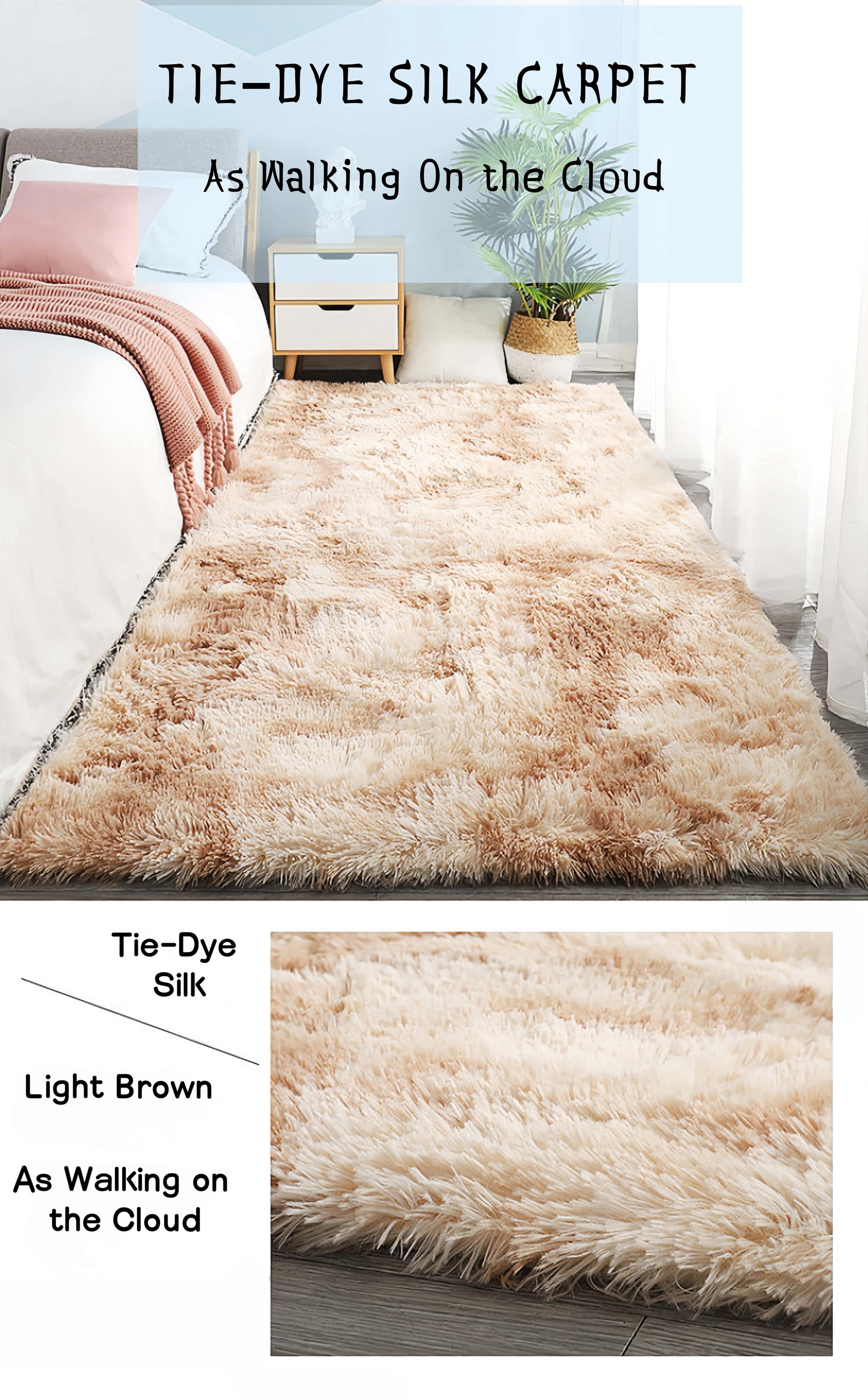 1pc nordic style fluffy area rug soft and shaggy floor carpet for living room bedroom tea table sofa or bedside thickened high elastic bottom for floor mat light beige   decor details 0