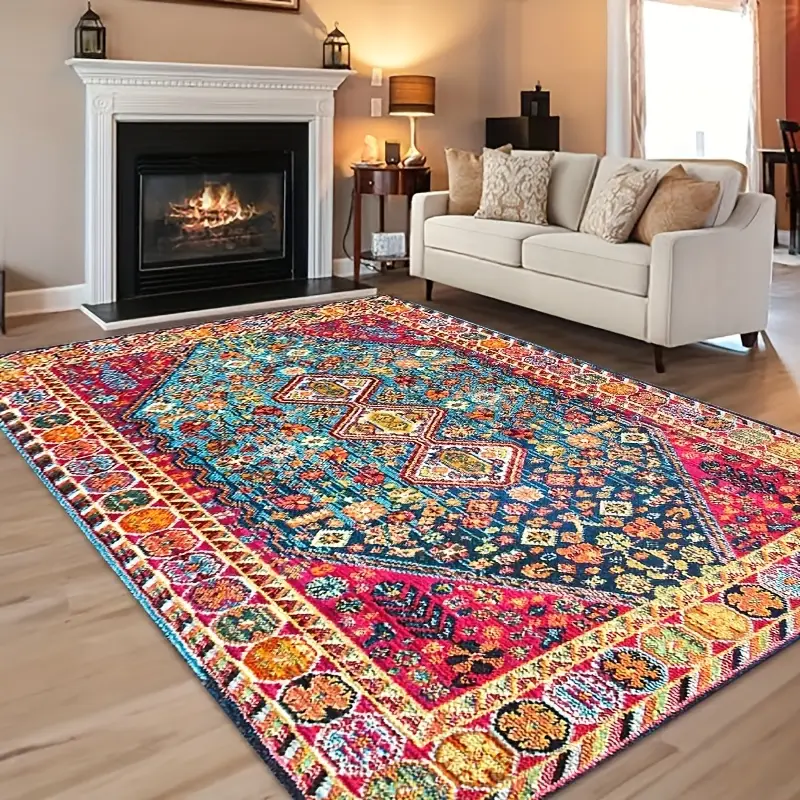ultra soft persian print area rug non slip machine washable for living room bedroom decor 1030g m thickness Product details 3