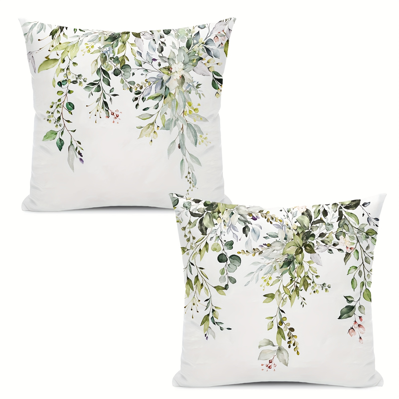 TEMU Juego de 2 piezas, de almohada con impresión 2D de y hojas pintadas con acuarela , para decoración y exterior, decoración de y sofá, lavable a