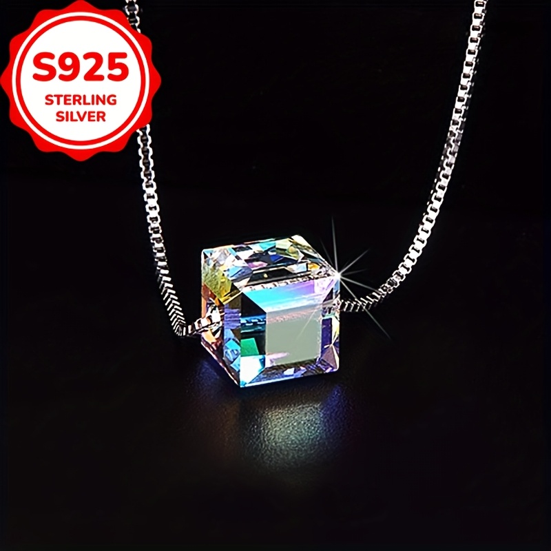 TEMU 1pc S925 Sterling Silvery Aurora Sugar Necklace, Fashionable Jewelry Accessory, Light Luxury Artistic Style Collar Chain, Design Versatile