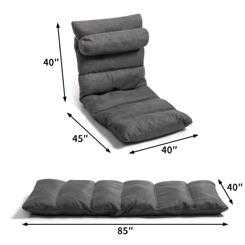 Silla de Oficina Moderna para el Hogar con Ángulo Ajustable, Respaldo Envuelto en Esponja Suave, Ideal para el Hogar, Dormitorio, Dormitorio, Balcón - Tela Gris/Metal, Cojín para Silla de Oficina, Uso de Computadora