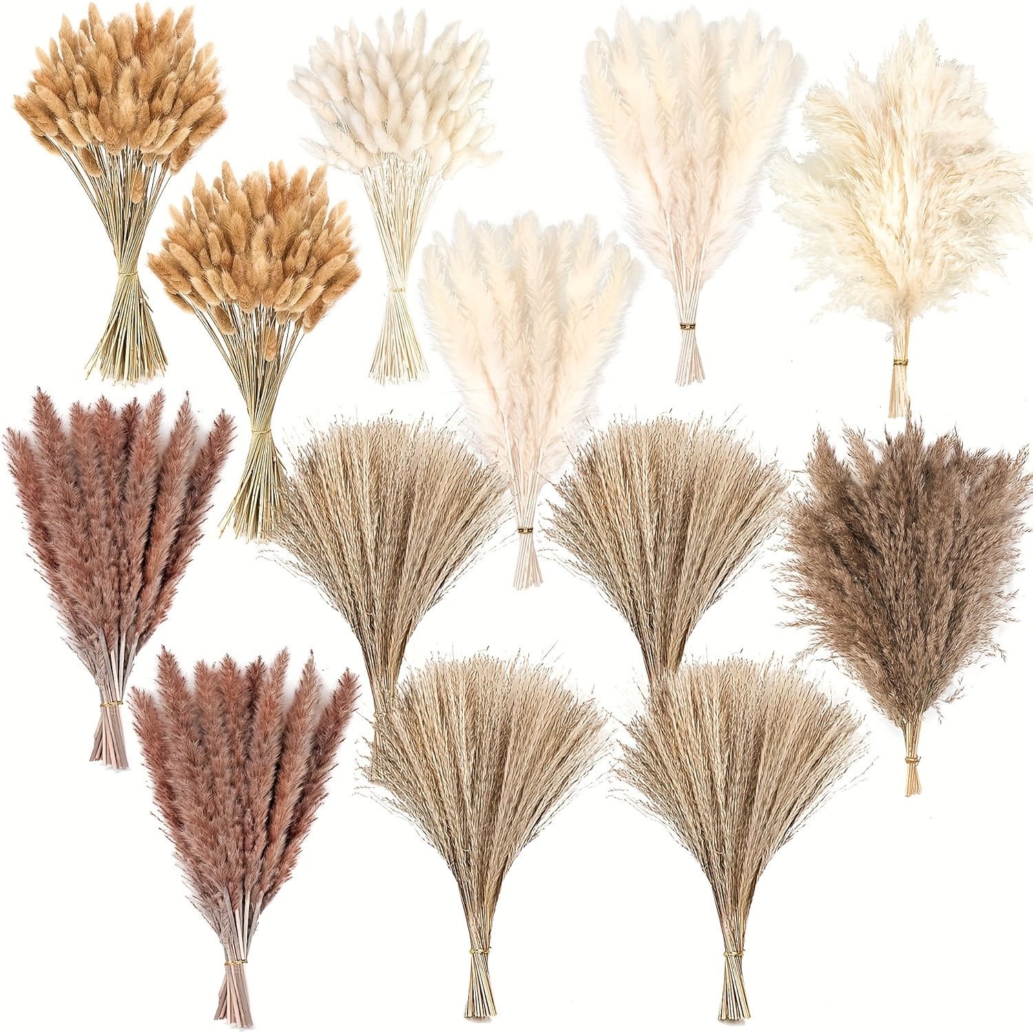 TEMU 110/300pcs Dried Pampas Grass Decor, Dried Flower Bouquets For Wedding, Home, Centerpiece Table, , Western Living Room, Nursery, Boho Room, Beach, Women', And Boho Decor