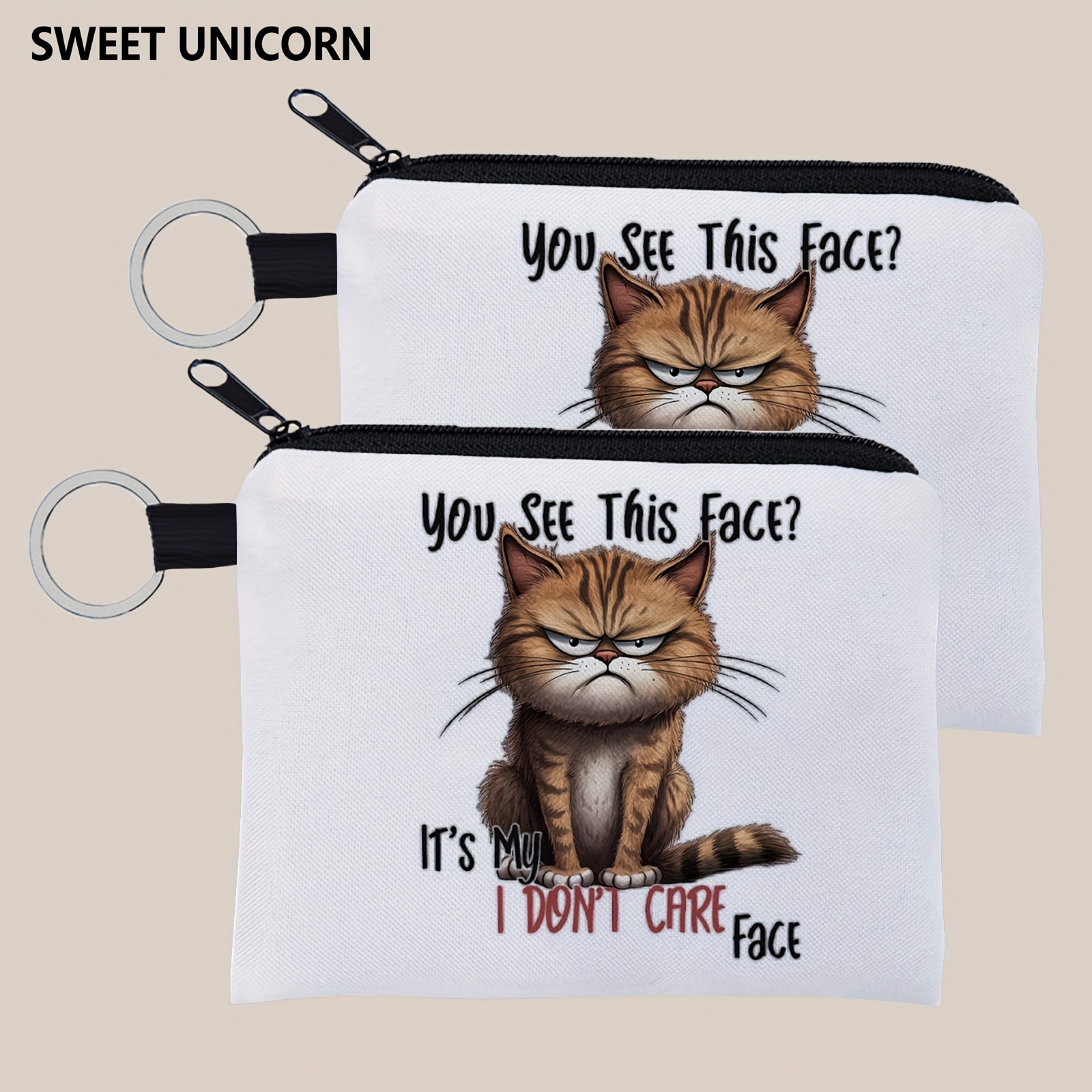 

2- Cat Purses Keychain - Polyester Zippered For And - Pattern Wallets For Women, -ready