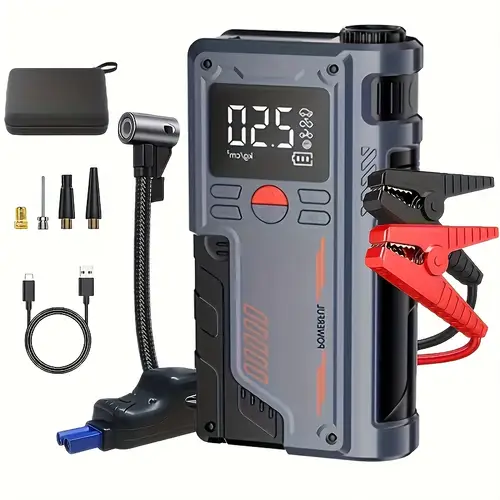 5 in 1 portable jump starter air compressor kit 5000a 150psi digital tire inflator car battery charger for gas diesel vehicles up to 2 38gal qc18w fast usb charge led emergency light