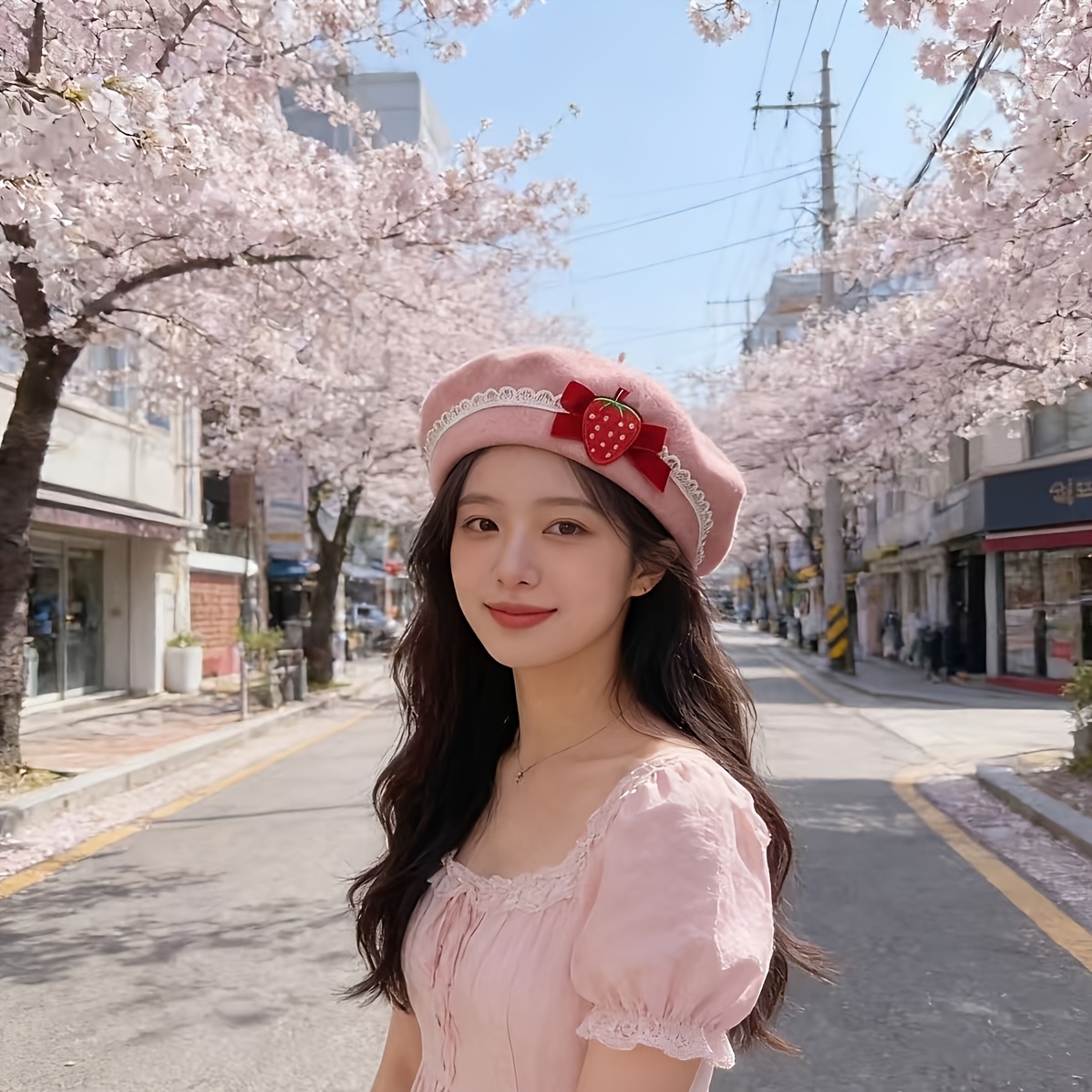 TEMU A Beret For Women Featuring A And A Bow, Perfect For A Casual Christmas Look. And Warm Pink Hat Is Ideal For Winter, Easily Foldable And