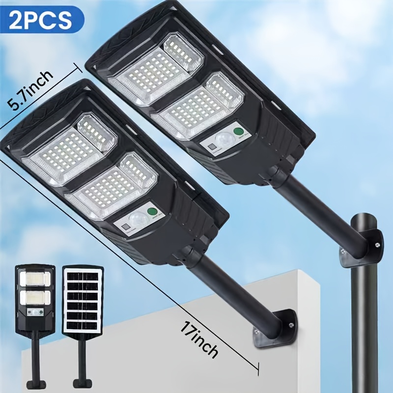 TEMU 4 Pack/2 Pack Solar Street Lights Outdoor, 6500k Motion Sensor Led Solar Powered Flood Light With Remote Control, Dusk To Dawn Commercial Area
