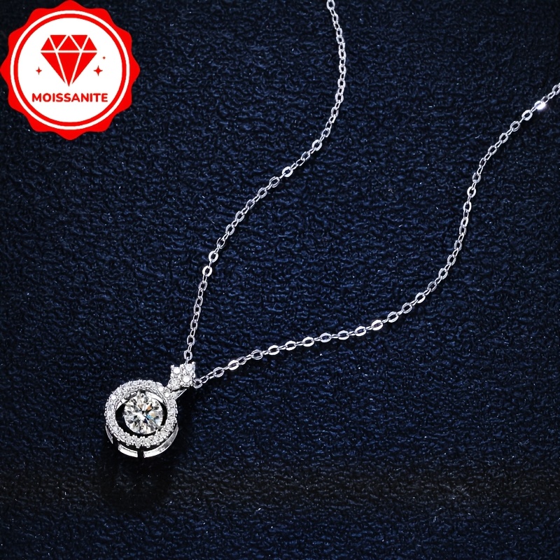 TEMU Jumping Heart-shaped Moissanite Pendant Women's Necklace, Sparkling Elegant Women's Collarbone Chain, Birthday Valentine's Day Anniversary Gift,