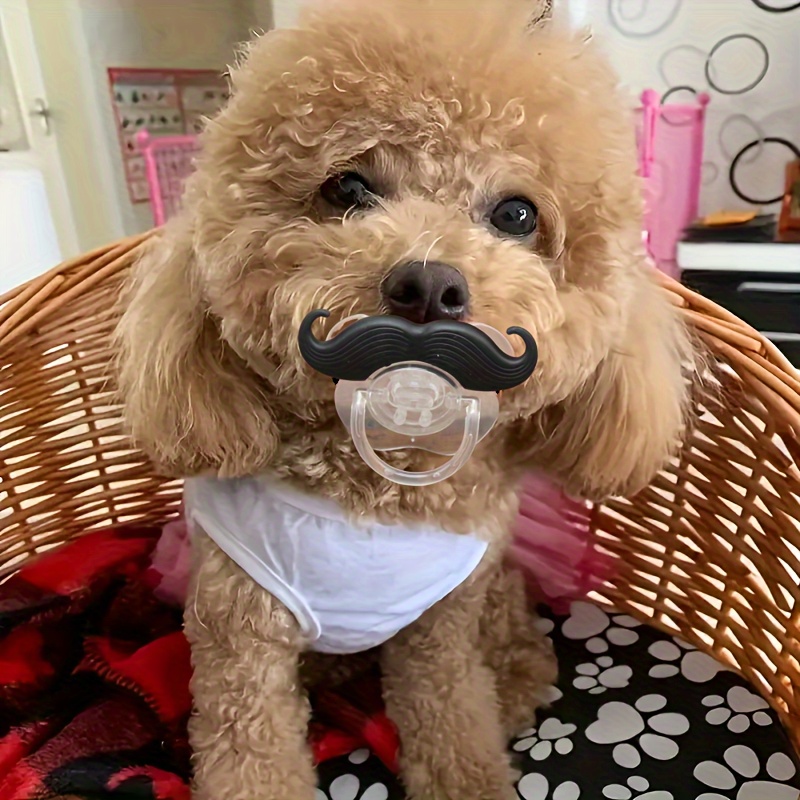 

Silicone Geometric Patterned Chew Toy With Mustache Design For Small Breed Dogs - Durable, Non-toxic Soothing Pacifier, Pet Photography Accessory