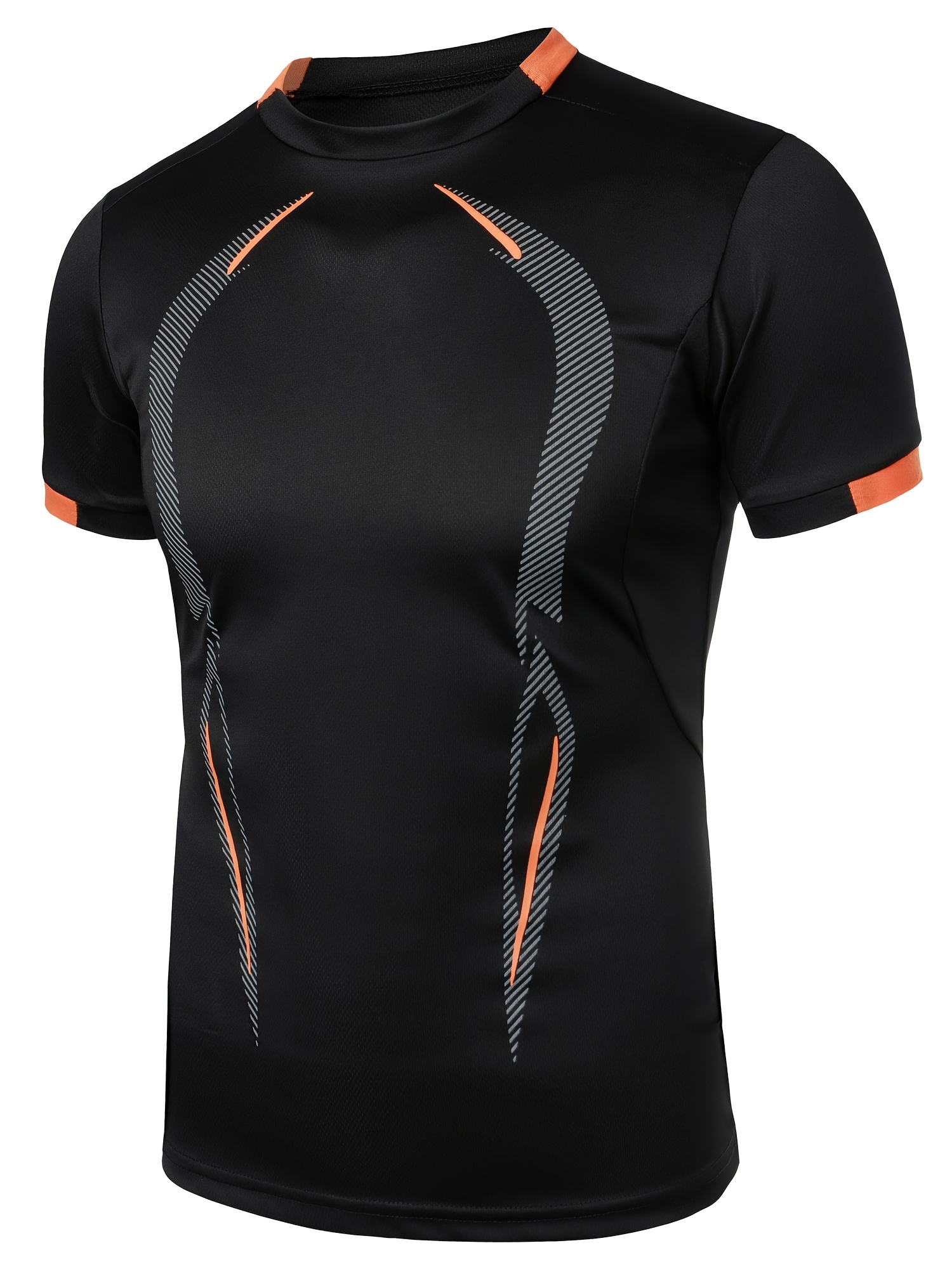 Color Block Pattern Slim Fit Crew Neck And Short Sleeve T-shirt, Breathable And Quick Dry Sports Tops For Men's Summer Fitness Training And Outdoors Sports Wear