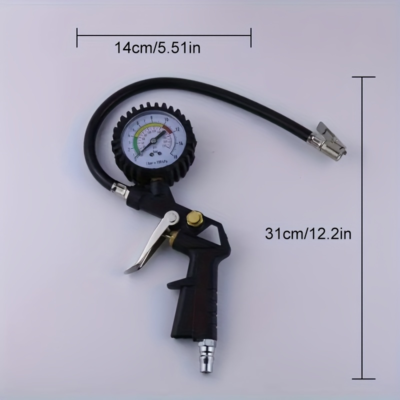 TEMU Tire Pressure Monitor With Digital Gauge | High-precision Inflation Gun For Vehicles | Ergonomic Handle And Metal Nozzle, Durable Construction |