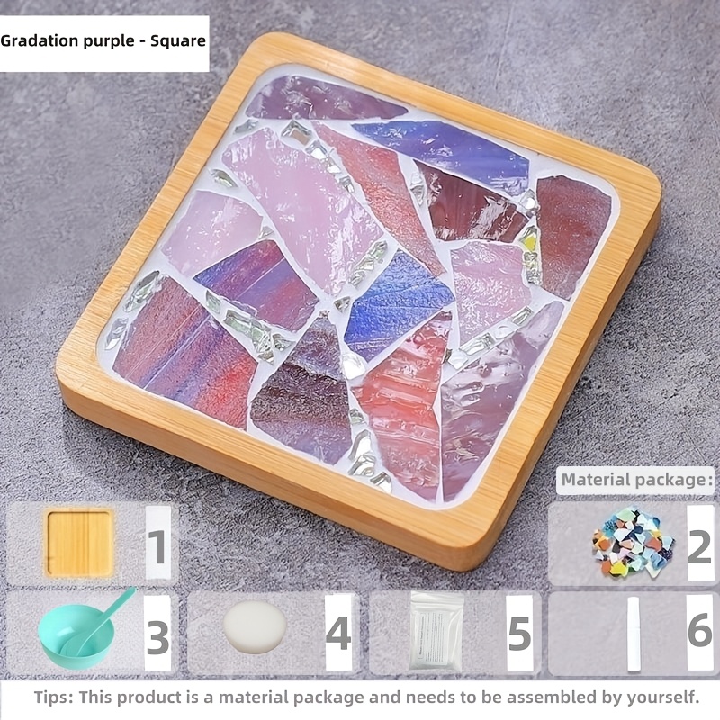 handmade diy crystal glass mosaic coasters mosaic kit set creative coasters as household items heat insulation pads suitable for dining tables study rooms office desks great gift items