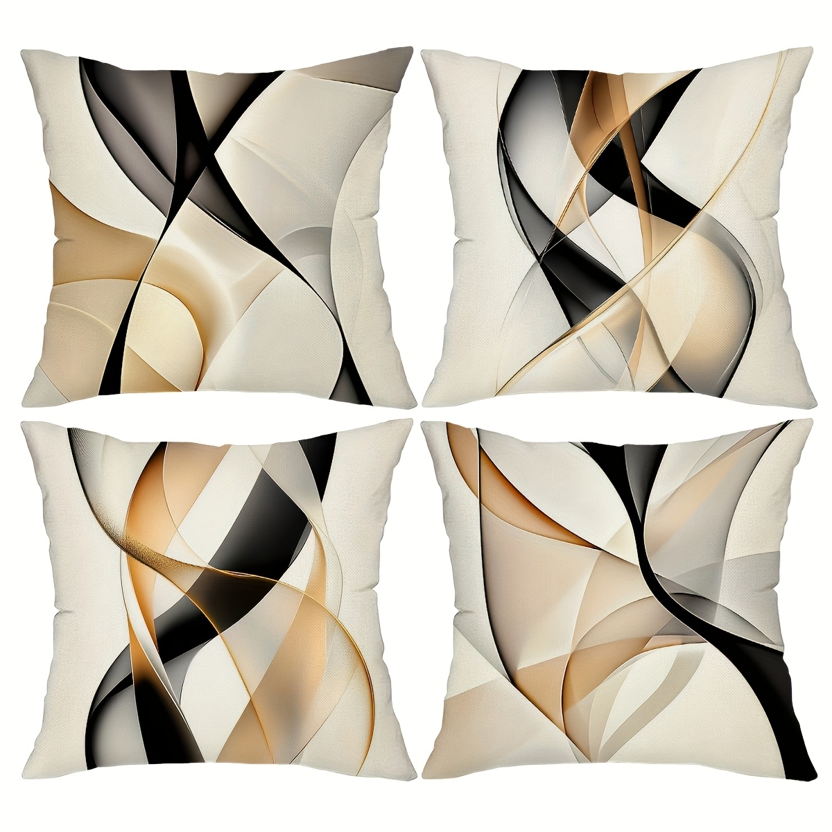 TEMU 4pcs, Short Plush Abstract Lines Throw Pillow Covers, Double Sides Printed Flame Pattern Cushion Covers, Geometric Home Decor Pillowcases, 45 X
