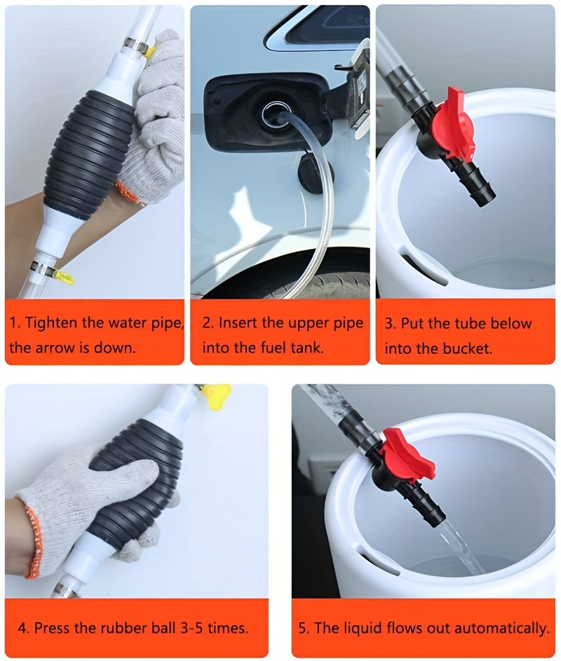 Multifunctional Liquid Suction Pump, Manual Fuel Transfer Pump with Gasoline Hose, Portable Siphon Pump Suitable for Gasoline, Diesel, and Other Liquids/Water. Includes 1m Siphon Hose + Hand Crank Fuel Pump + 2 Hose Clamps + Leak-Proof Valve