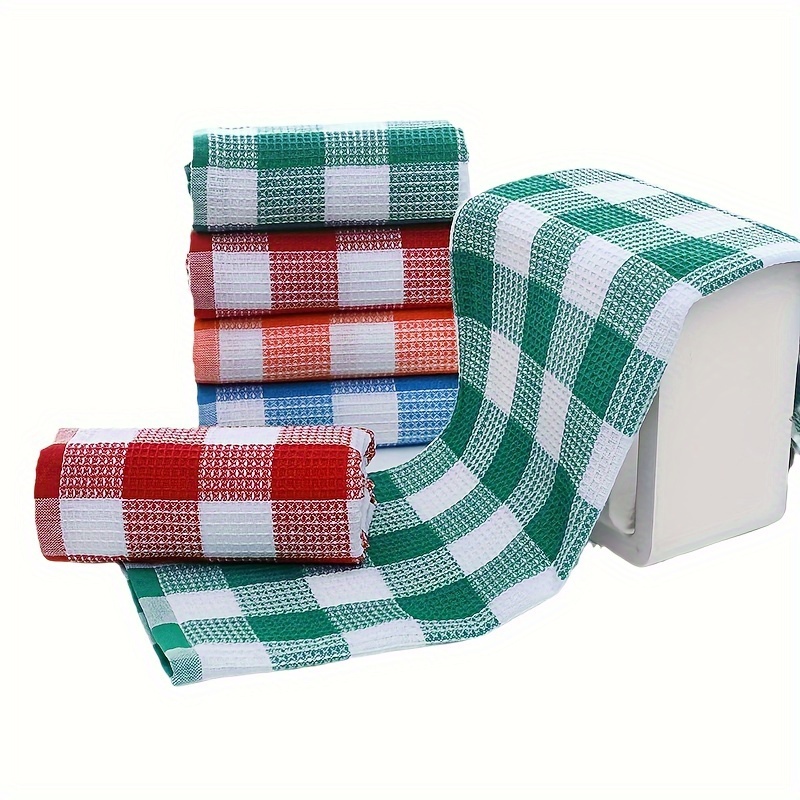 

1/4pcs, Dishcloth, Large Cotton Kitchen Dish Towels, Plaid Printed Super Absorbent Soft Dish Cloths, Bright Colored Tea Towels, Modern Style For Kitchen Drying & Home Use