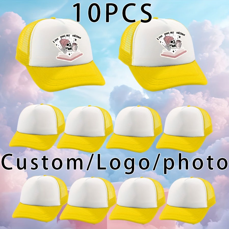 10pcs Custom Baseball Caps, Adjustable Mesh Trucker Hats