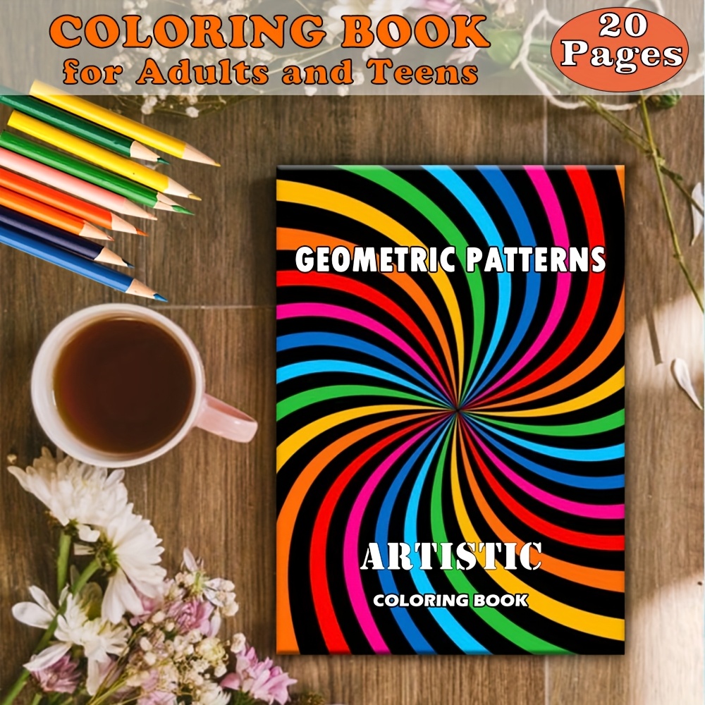 Image of A Geometric Pattern Themed Adult Coloring Book, Comfortable And Relaxing, Stress- Painting, 20 Pages, Clear Lines, Exquisite Patterns - For , Suitable For Easter, Halloween, Thanksgiving