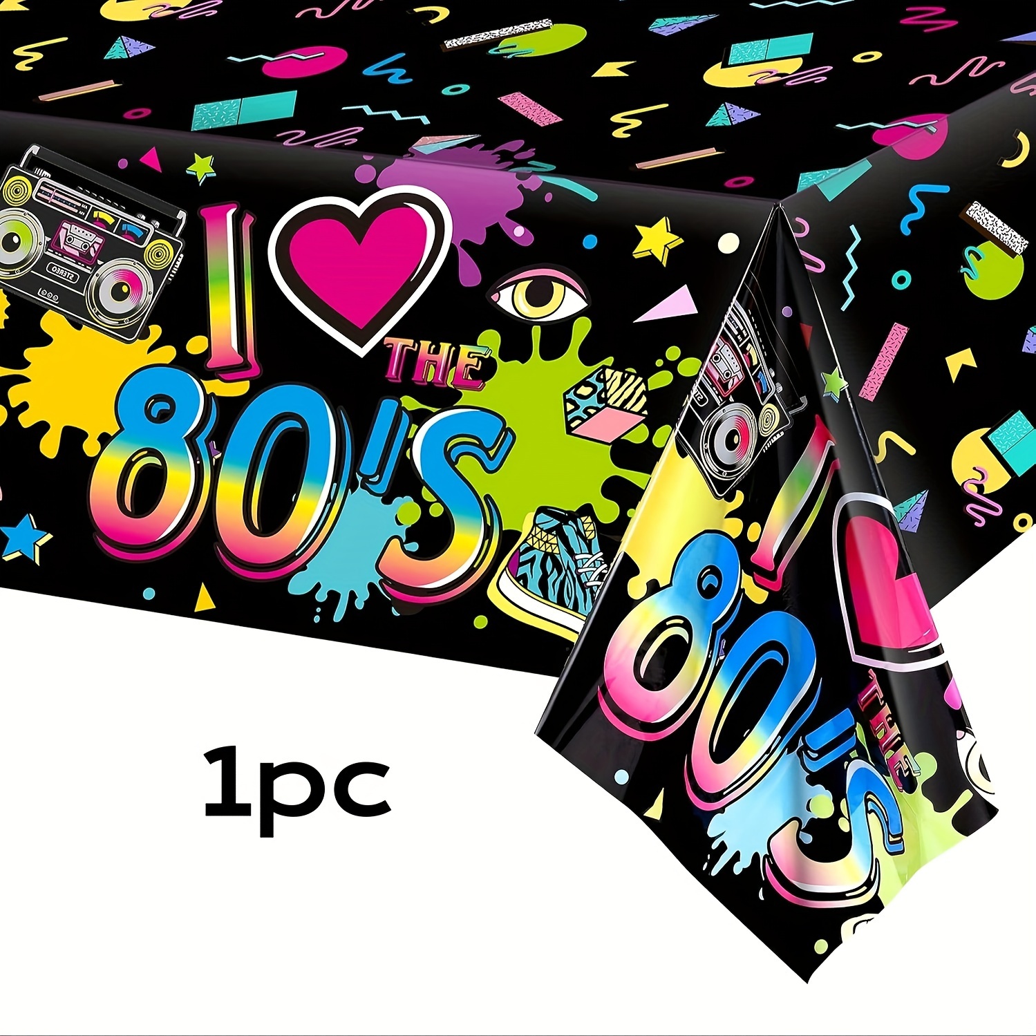 1 3pcs 80s hip hop style decorative tablecloth disposable tablecloth multi functional decoration supplies for parties