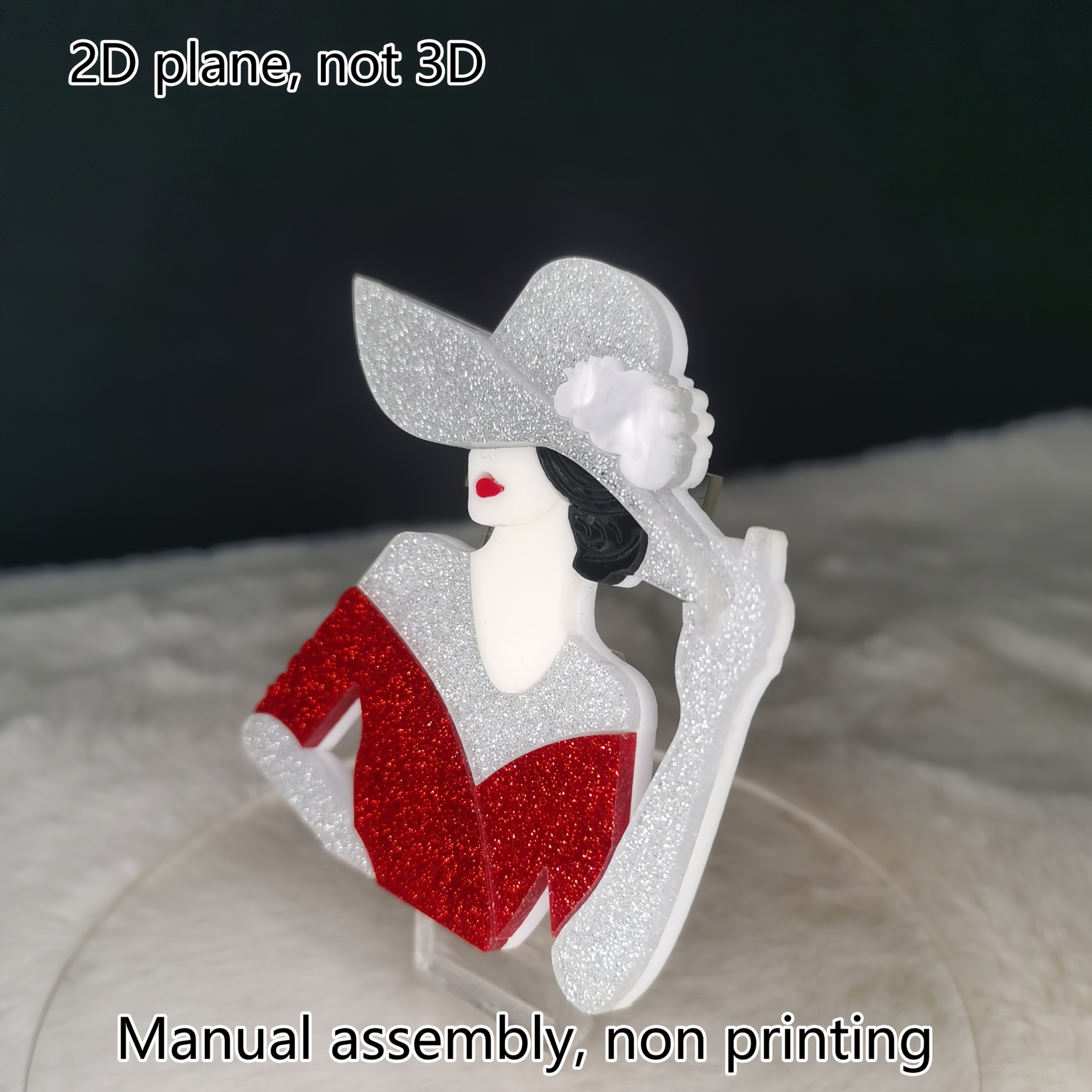 Elegant 2D Flat Acrylic Brooch, Cute Style for Fashion