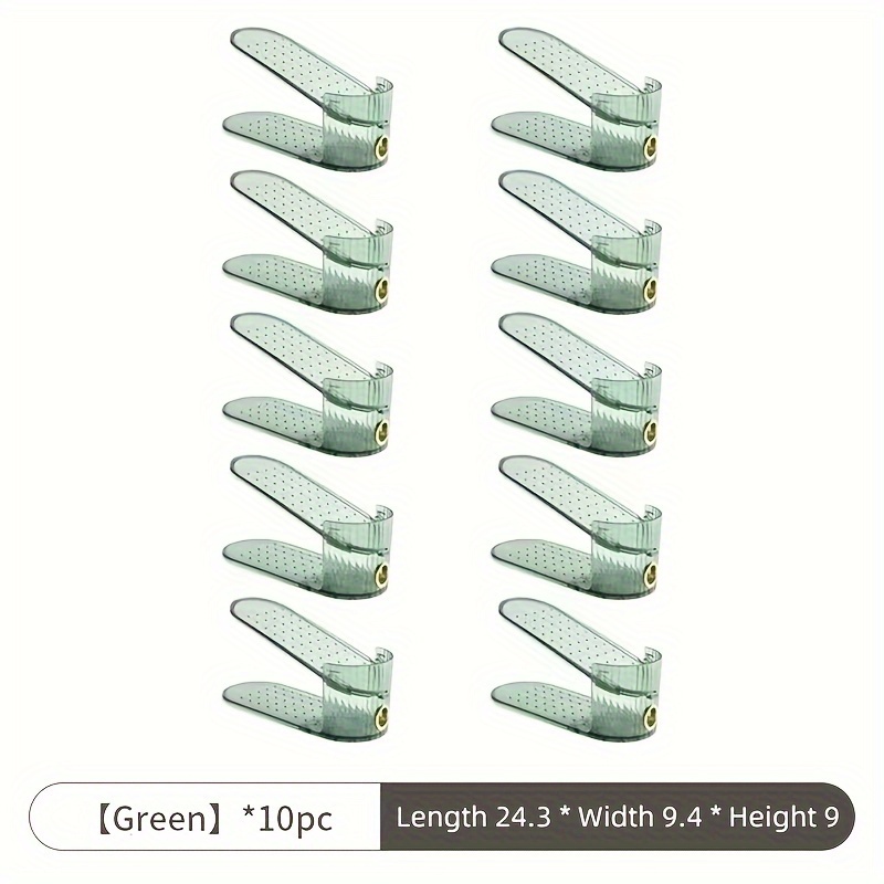 10-Pack Plastic Folding Shoe Rack Organizer, Double-Deck Storage Holder