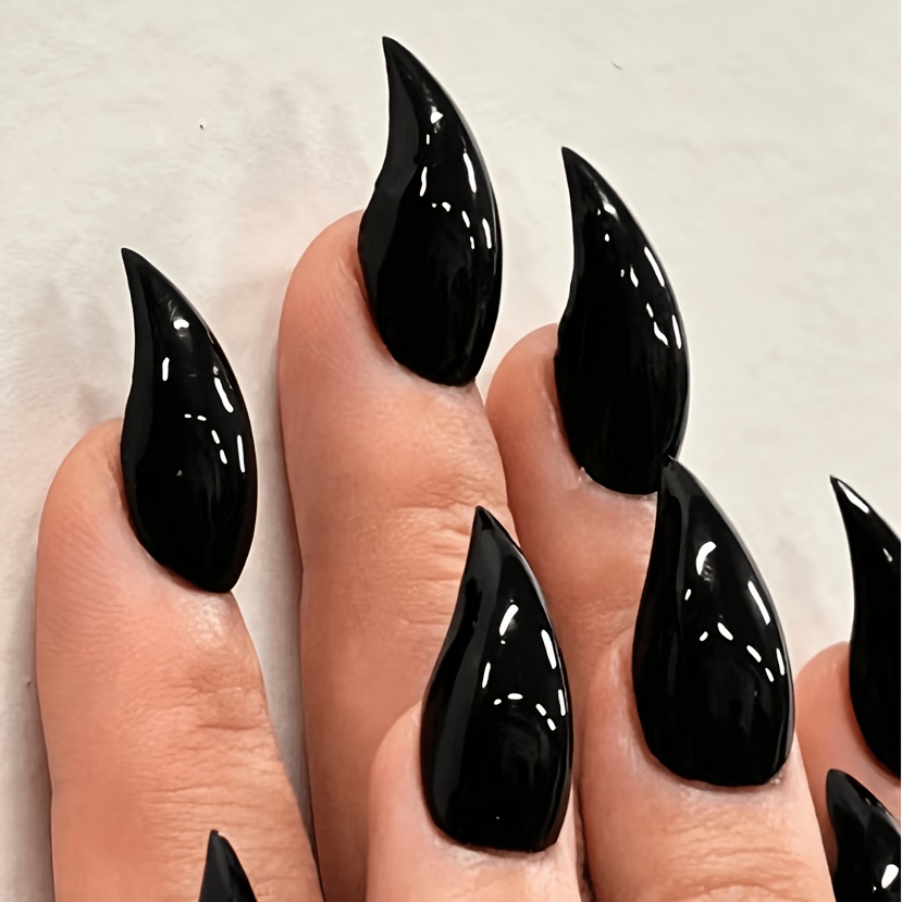 TEMU 10pcs Handmade Short 3d Cat Tips, Black Press-ons For Halloween And Party Costumes