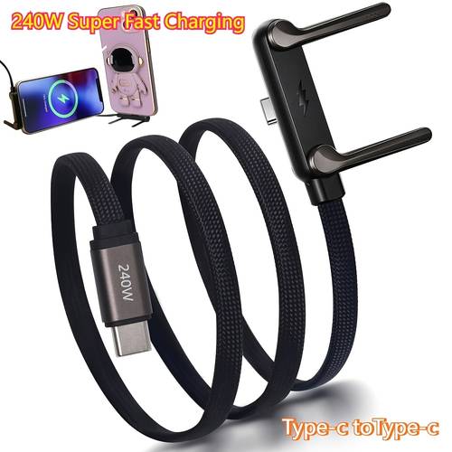 240w phone charger with invisible holder right angle usb c to usb c cable flat with flat phone charger for iphone 15 laptop switch