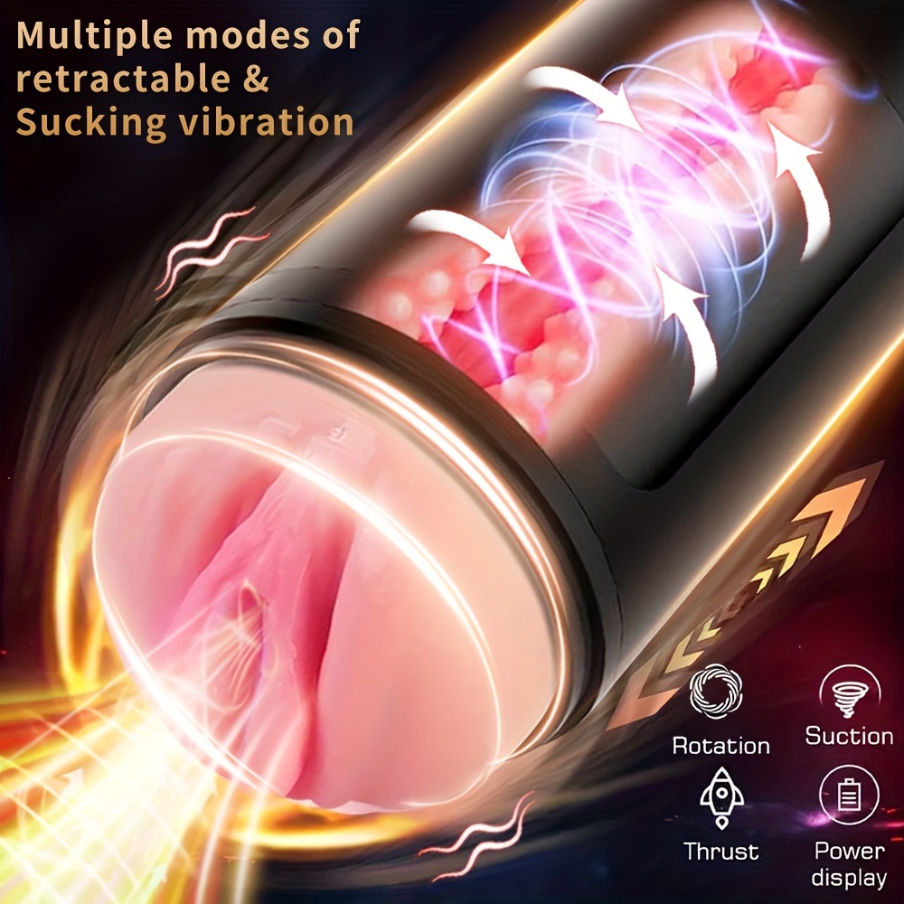 [Ultra Soft Masturbator] 1PC Male Masturbator - Ultra Soft TPE Channel, 4 Vibrating Stretch and 4 Suction, Auto Vibrator, Hands Free