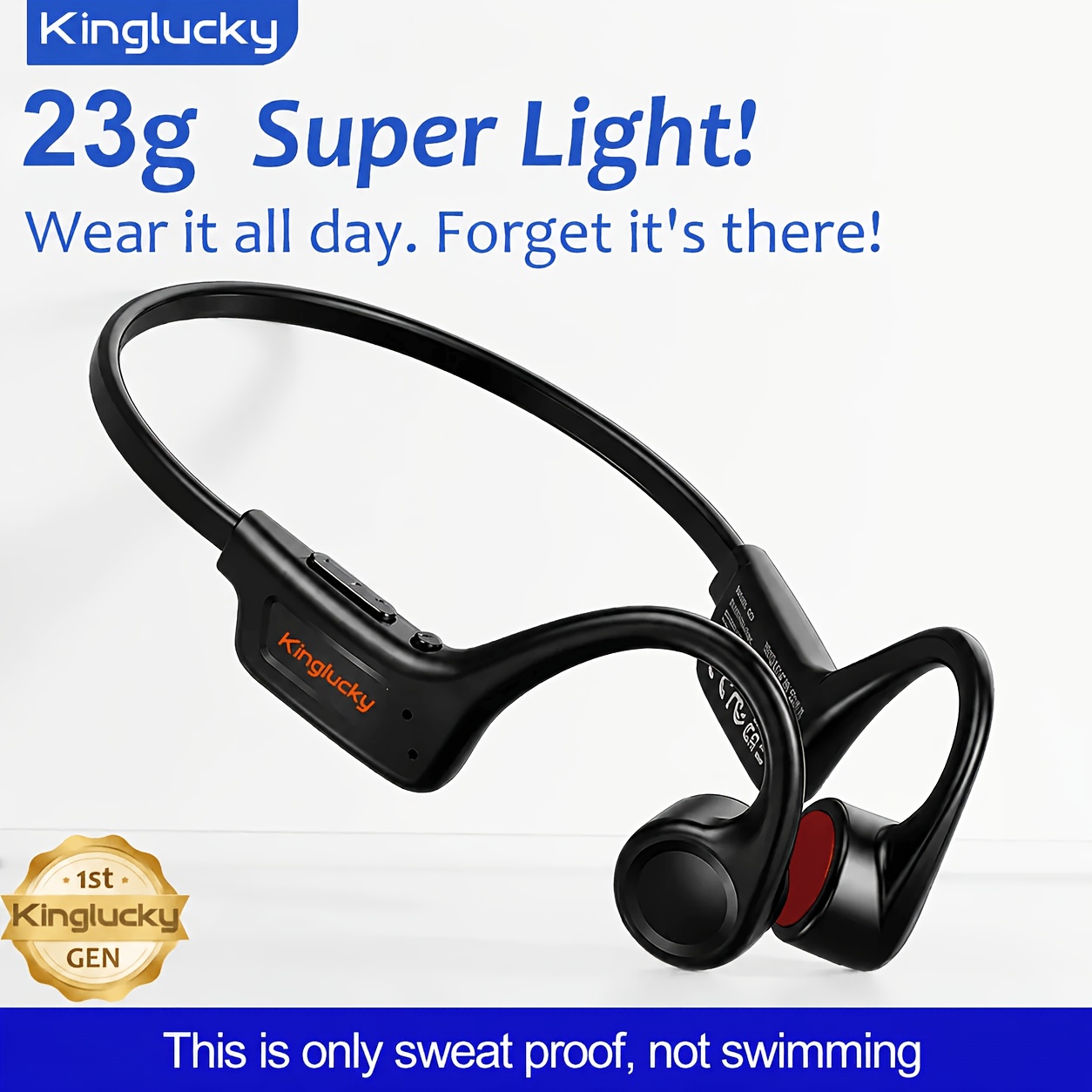 TEMU Kinglucky Bone Conduction Headphones, Open Ear Sports Earbuds, 2 For Different Needs, Please Correctly - Normal Version For Daily Life, Upgrade
