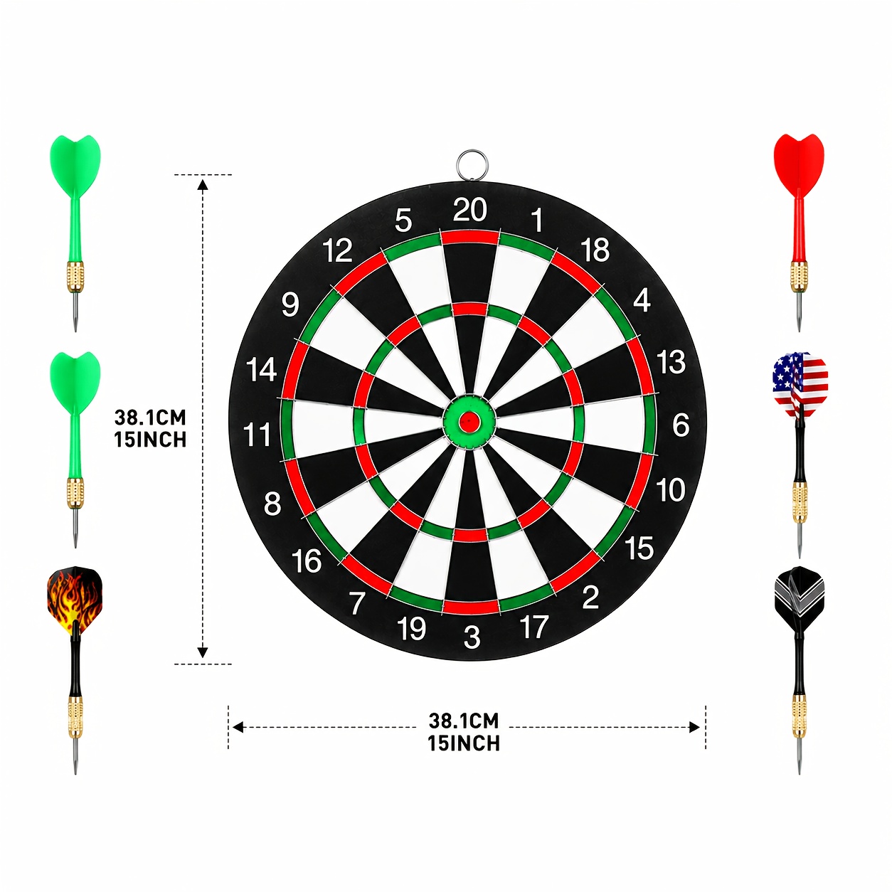 TEMU Set da gioco a freccette, 4 o 6 freccette ad ago in acciaio, disponibile nelle misure 12/15/17 pollici, con setole, a parete, per casa, ufficio,