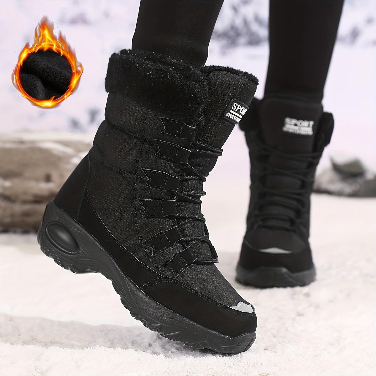 womens outdoor snow boots with fleece lining warm short boots for hiking breathable winter footwear new plus size womens short boots for   7