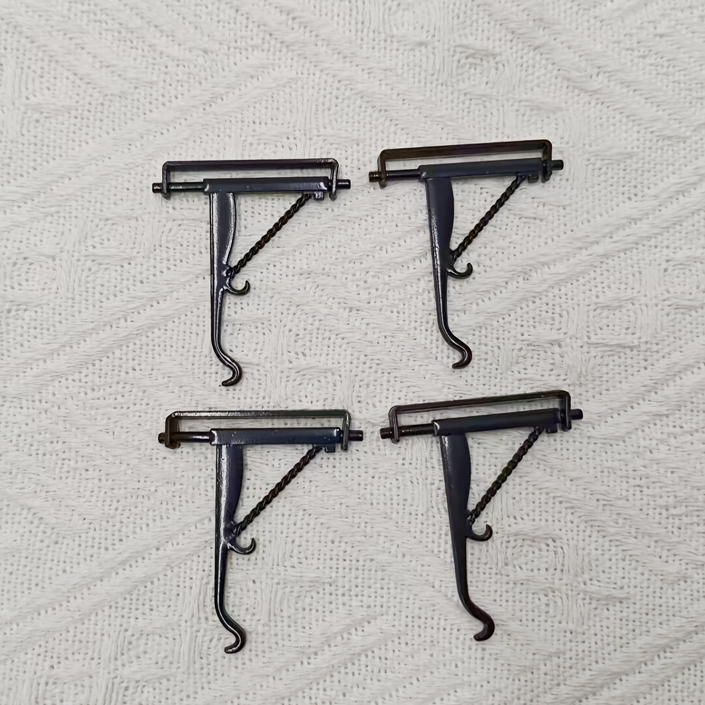Image of 4pcs, Dollhouse Decor, 1:12 Mini Alloy Hook Bracket Model Ornament, Miniature Hanging Lamp Accessories, Dollhouse Decorative Model Parts, Diy Fairy Garden Outdoor Scene Pocket-sized Decorative Props