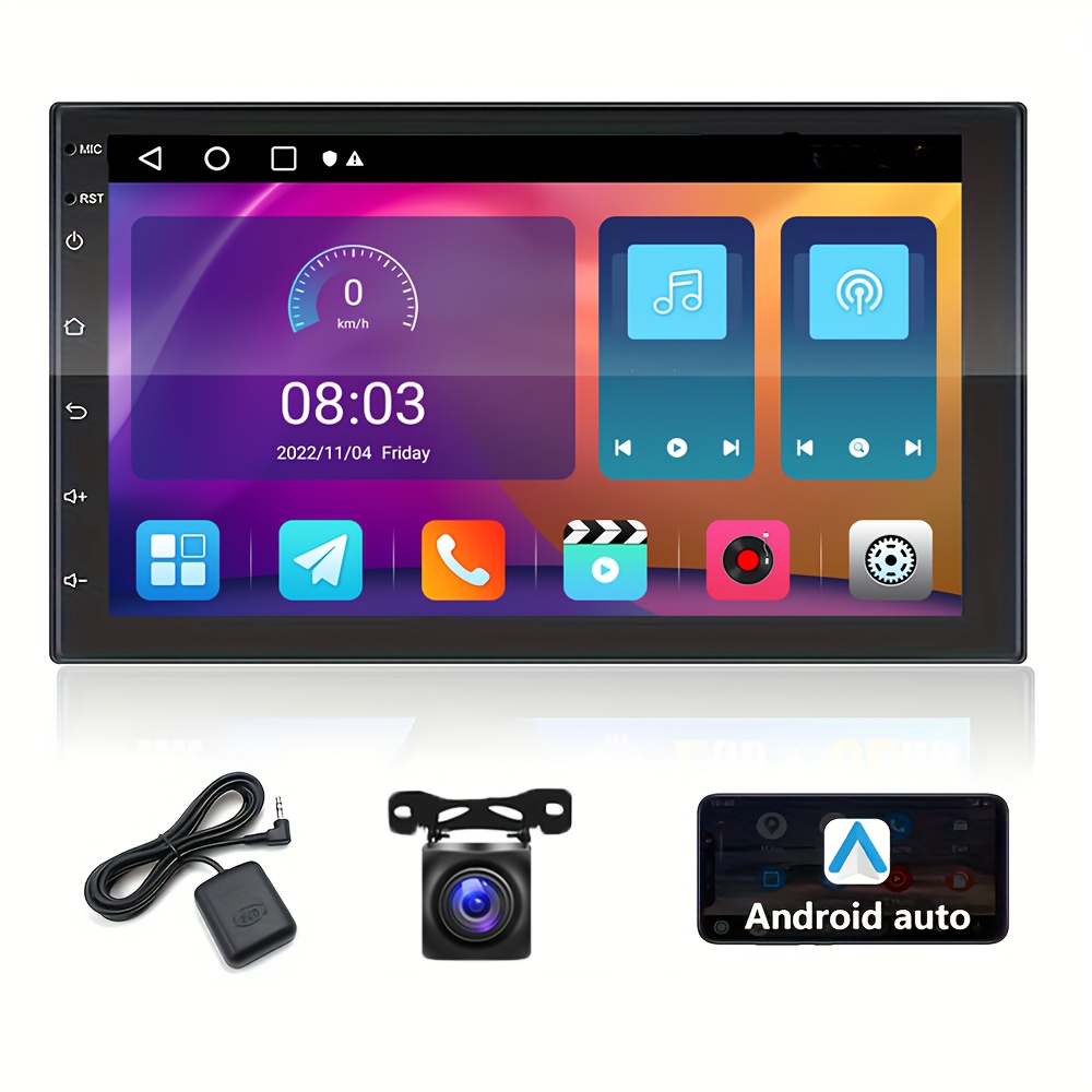  [2G+64G] 10.1 pulgadas Single Din Android 13 Estéreo para  automóvil Apple Carplay y Android Auto Pantalla Táctil Radio de Coche WiFi  GPS HiFi + Cámara de respaldo AHD y micrófono : Electrónica