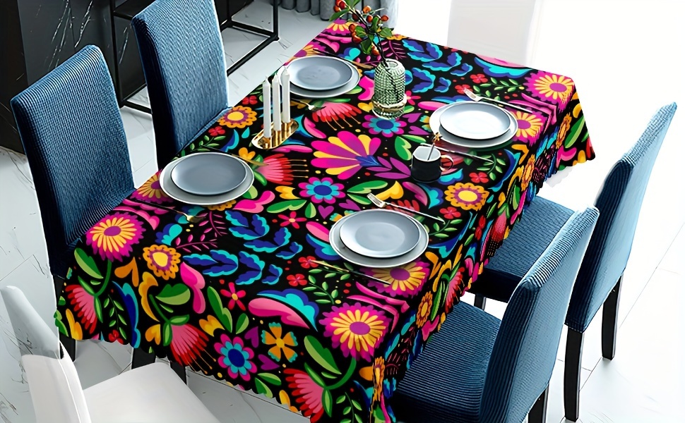 1pc テーブルクロス メキシコの花柄テーブルクロス メキシコの花のテーブルカバー 防水シワフリー 屋内外用テーブルカバ - Temu Japan
