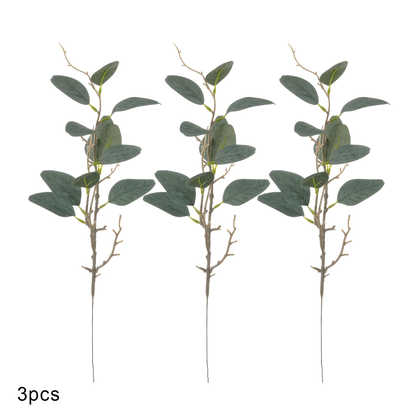 TEMU 3/8/20 pièces Tiges de feuilles d'eucalyptus artificielles 21,6 pouces, Fausses branches d'eucalyptus -vert, Bouquets de verdure artificielle,