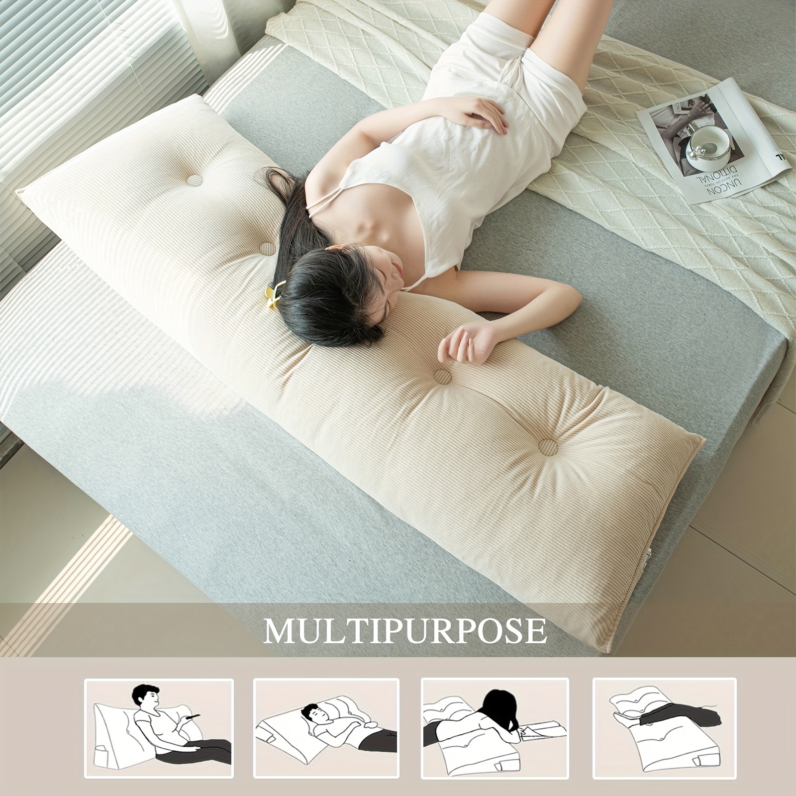 Bolster Pillow Bed Wedge For Reading 1pc Twin Queen King Size