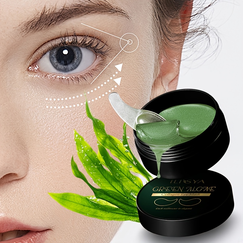 4 kutije maski za oči s esencijom zelenih algi i flastera za oči, miješanih s Sargassum i kolagenom, održavaju vlažnost očiju, nježne i hranjive, udobne i vlažne kože, dostupne kod kuće ili na poslovnim putovanjima, pokloni za Uskrs i Dan zahvalnosti
