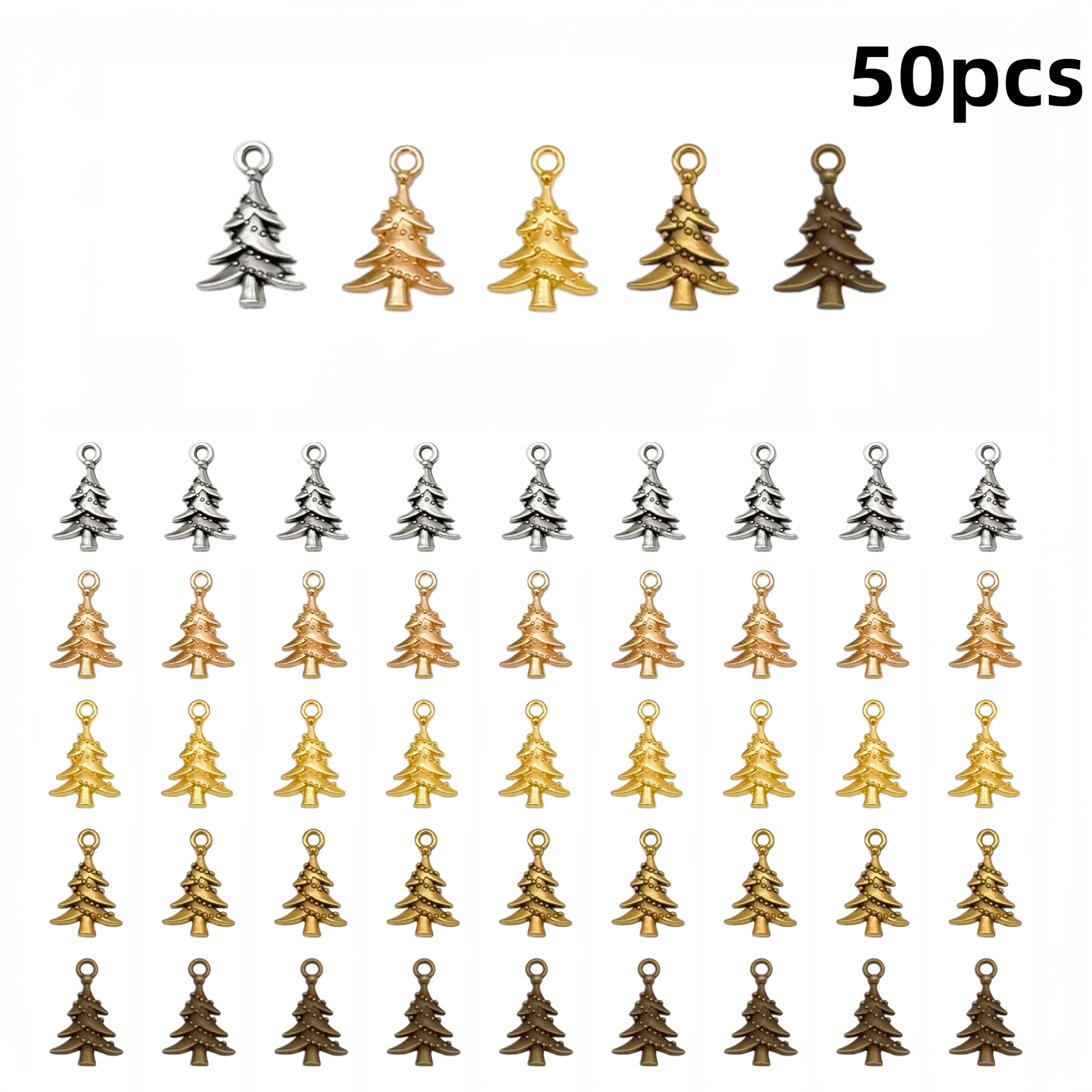 TEMU 50pcs Christmas Tree Small Pendant Metal Pendant Used For Christmas Gift Creative Pendant Gift