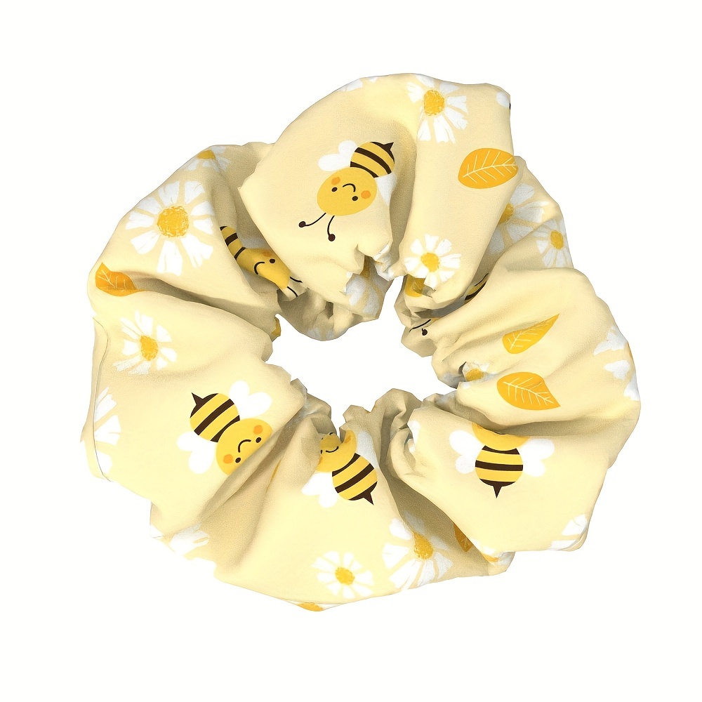 Image of Bee Large Hair Tie Ribbon, Women's Fabric Hair Rope, Chubby Head Accessory, Hair Tie Ornament