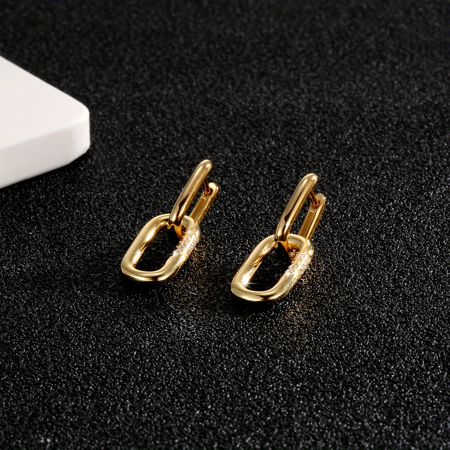 Geometric Double Ring Lock Earrings in S925 Pure Silver