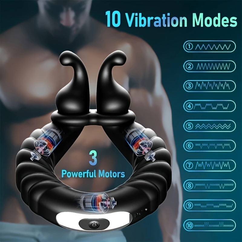 Rabbit Vibrating Rooster Ring Rechargeable Penis Ring Vibrator Sex Toys for Men