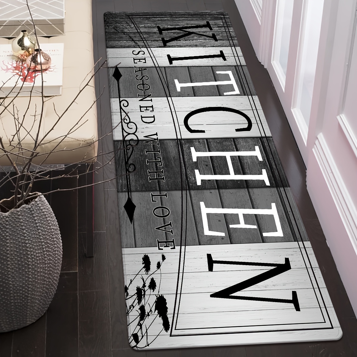 TEMU Premium Printed Absorbent Kitchen Mat, Fun Carpet Machine Washable Non-slip Bottom, Indoor Outdoor Use, Holiday Gift Home , Multiple Sizes ,