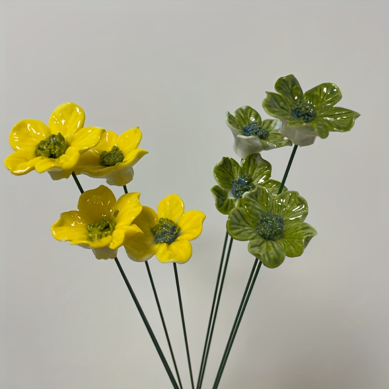 E-shop 8 handgeformte Keramikblumen, "Vitalität " handgefertigte Keramik, brennofen-transformierte Farben, verblassen nie, zeitlose Keramikblumen, für