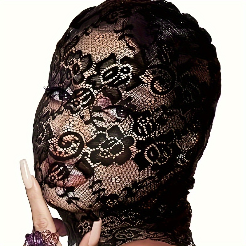 

Black Lace Full Face Mask, Headpiece, Halloween Elastane Head Cover, Unisex Fabric - Toy & Game -> Party Supplies -> Other (party Supplies)